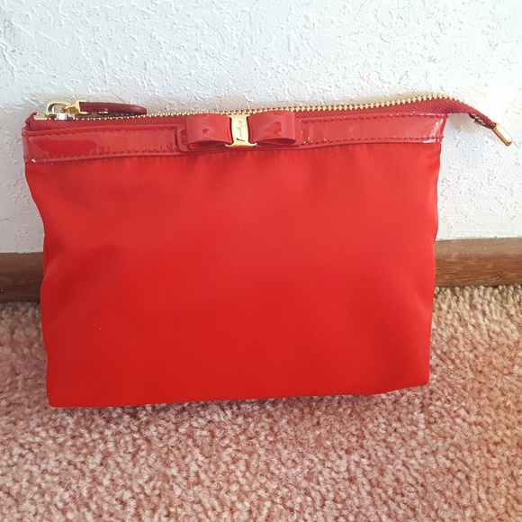 Salvatore Ferragamo Handbags - NWT Authentic Ferragamo Red Leather Nylon Pouch